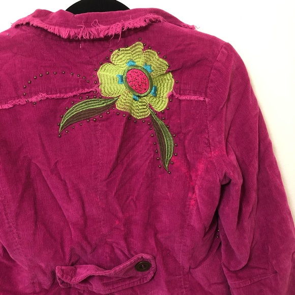 Vintage DB SPORT Frayed Embroidered Floral Jacket Small - Picture 3 of 7